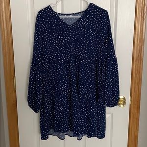 Bubble sleeve blue polka-dot dress!